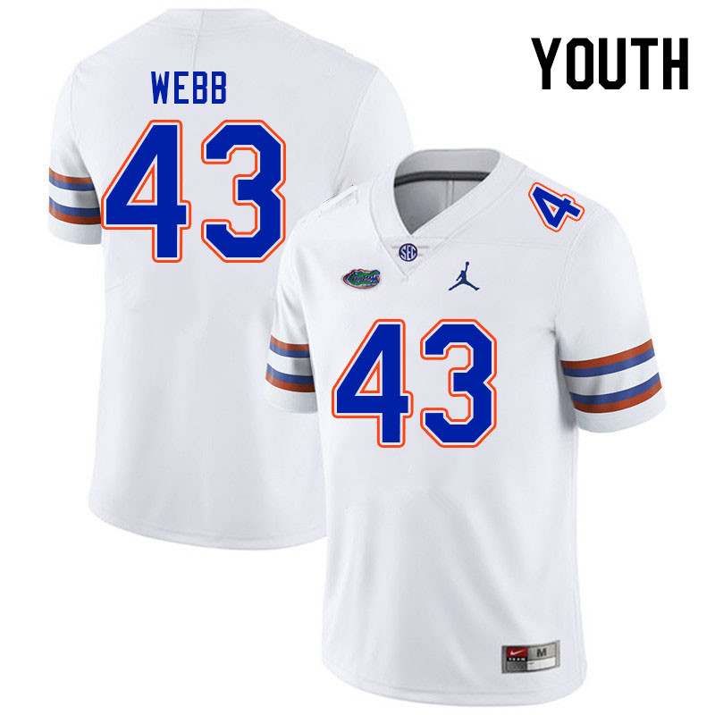 Youth #43 Curran Webb Florida Gators College Football Jerseys Stitched-White